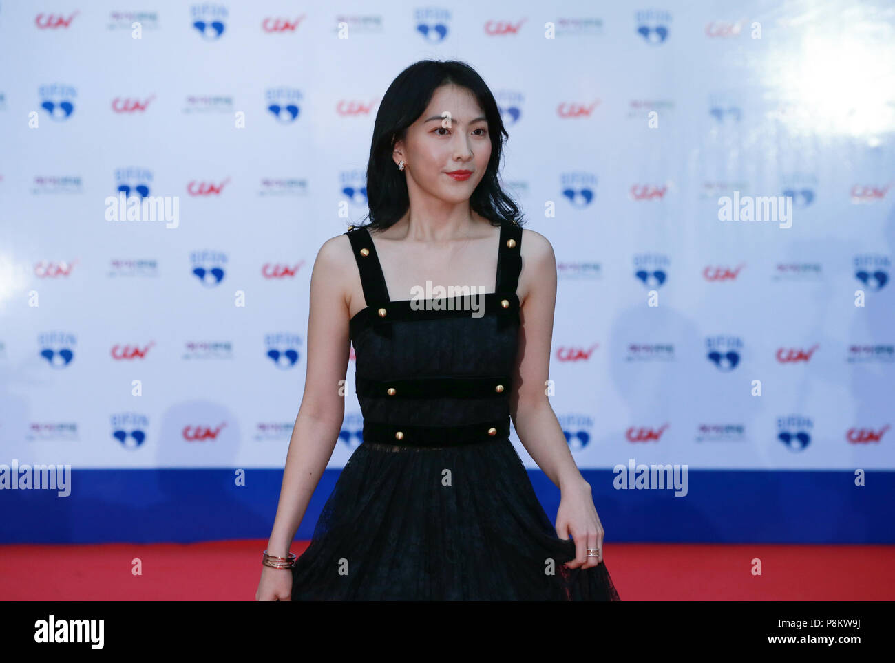 Bucheon, South Korea. 12th July, 2018. South Korean actress Kang Ji-young appears at the 22nd Bucheon International Fantastic Film Festival red carpet in Bucheon, South Korea, July 12, 2018. The 10-day 22nd Bucheon International Fantastic Film Festival, with its theme as 'Love, Fantasy and Adventure', kicked off here Thursday. Credit: Wang Jingqiang/Xinhua/Alamy Live News Stock Photo