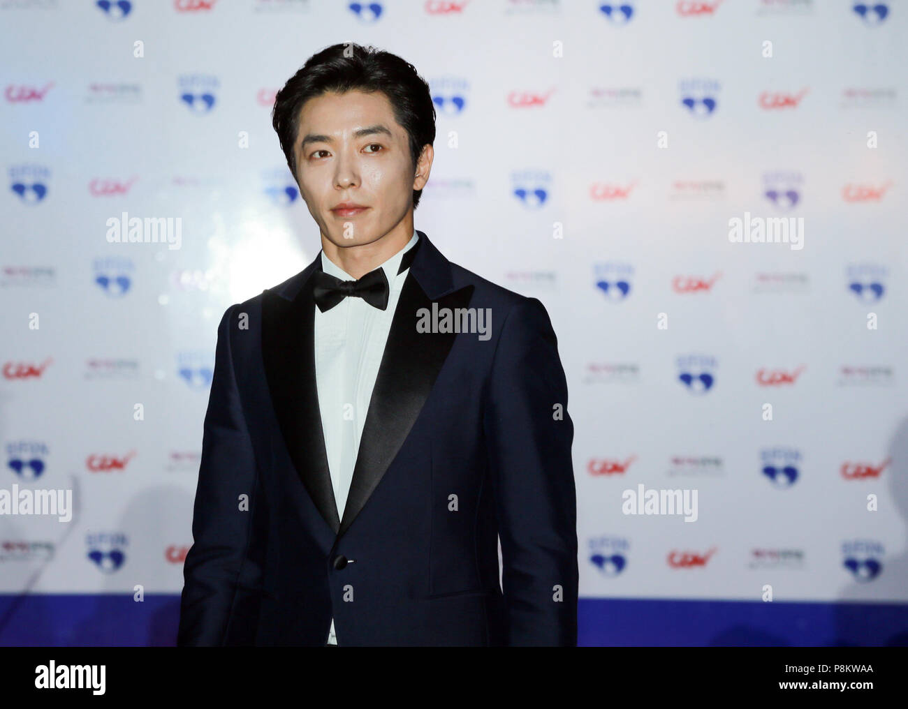 Bucheon, South Korea. 12th July, 2018. South Korean actor Kim Jae-wook appears at the 22nd Bucheon International Fantastic Film Festival red carpet in Bucheon, South Korea, July 12, 2018. The 10-day 22nd Bucheon International Fantastic Film Festival, with its theme as 'Love, Fantasy and Adventure', kicked off here Thursday. Credit: Wang Jingqiang/Xinhua/Alamy Live News Stock Photo