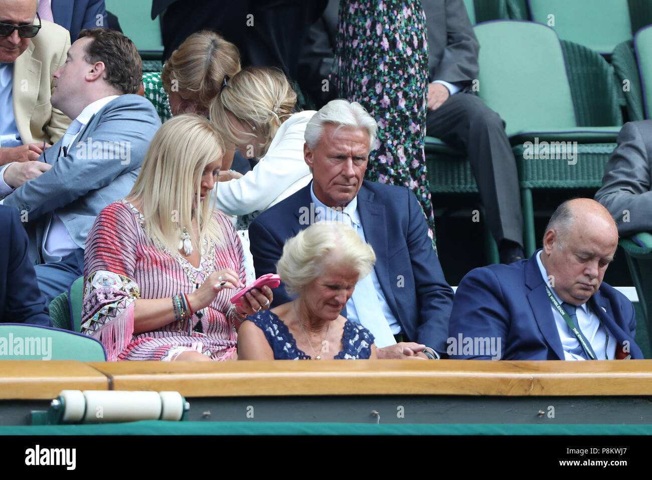 12th July 2018, All England Lawn Tennis and Croquet Club, London, England; The Wimbledon Tennis Championships, Day 10; Bjorn Borg (ex-Wimbledon Champion) on centre court for the Serena Williams (USA) match versus Julia Goerges (DEU) Credit: Action Plus Sports Images/Alamy Live News Stock Photo
