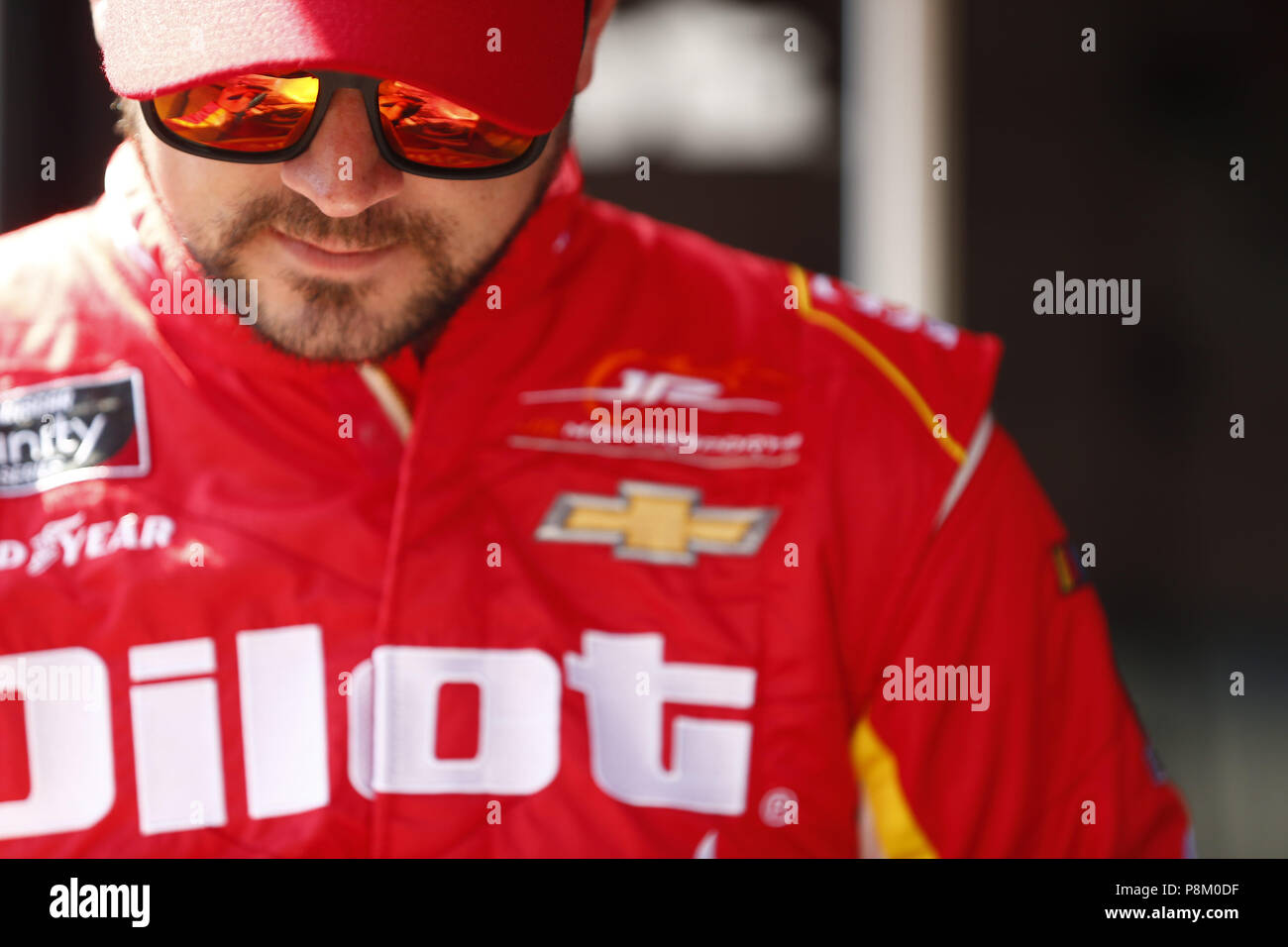 Sparta, Kentucky, USA. 12th July, 2018. Michael Annett (5) gets ready to practice for the Alsco 300 at Kentucky Speedway in Sparta, Kentucky. Credit: Stephen A. Arce/ASP/ZUMA Wire/Alamy Live News Stock Photo