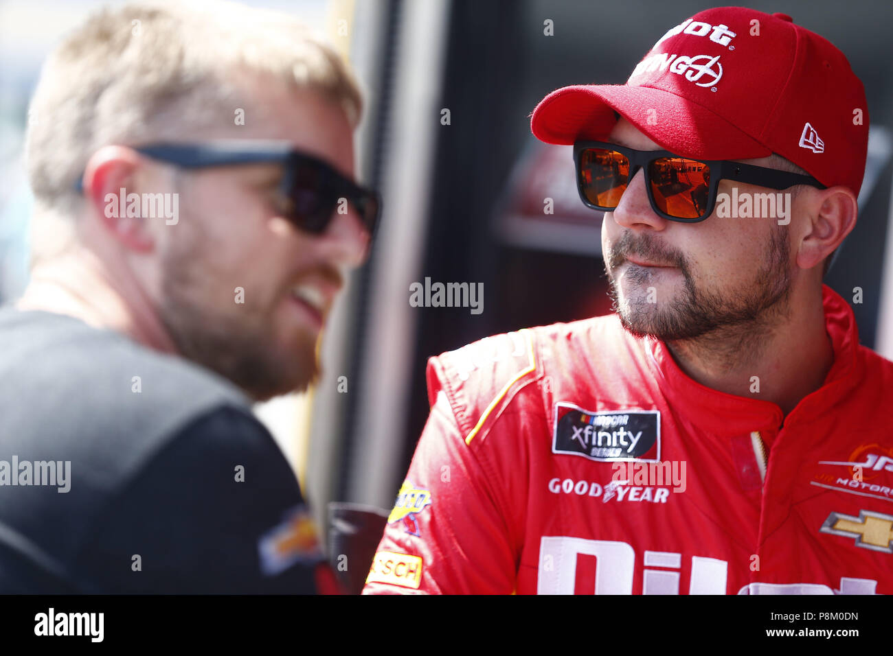 Sparta, Kentucky, USA. 12th July, 2018. Michael Annett (5) gets ready to practice for the Alsco 300 at Kentucky Speedway in Sparta, Kentucky. Credit: Stephen A. Arce/ASP/ZUMA Wire/Alamy Live News Stock Photo