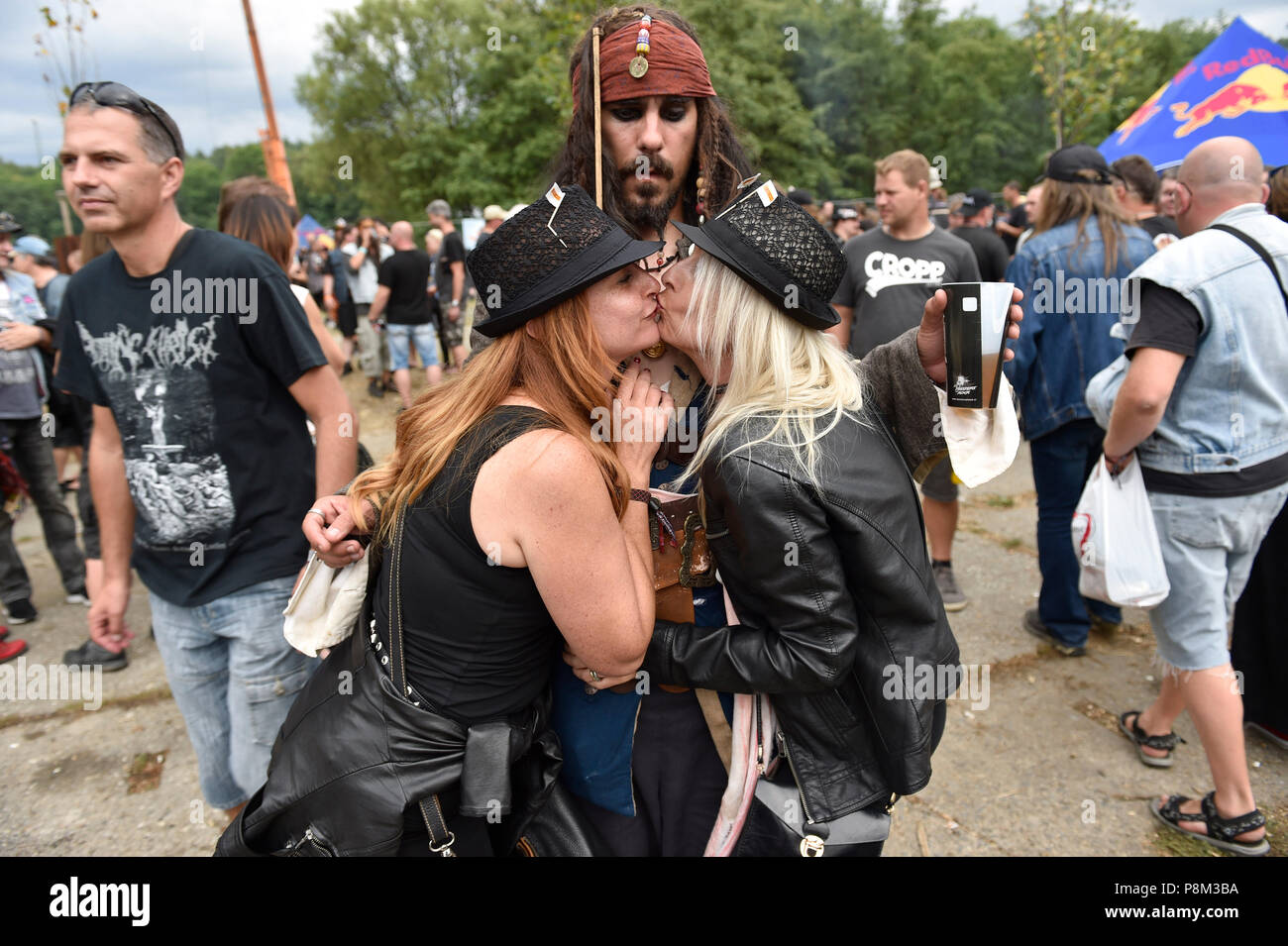 Vizovice, Czech Republic. 12th July, 2018. Metal music fans attend the  International Music Festival Masters of Rock in Vizovice near Zlin, Czech  Republic, on July 12, 2018. Credit: Dalibor Gluck/CTK Photo/Alamy Live