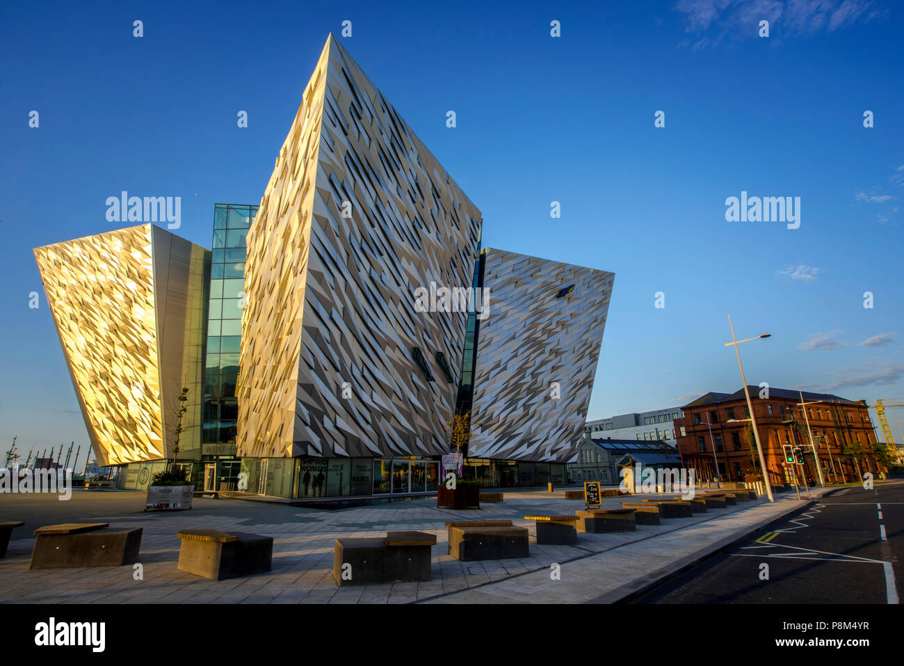 Titanic Museum, Architect Eric Kuhne, Titanic Quarter, Belfast, Antrim, Northern Ireland, United Kingdom Stock Photo