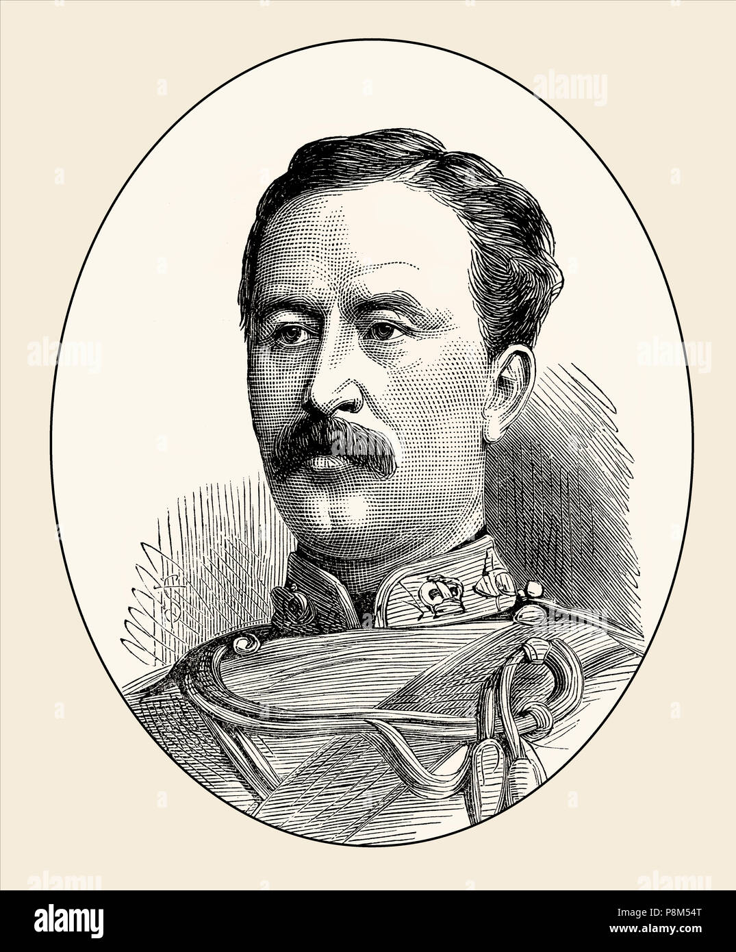 Captain The Hon. E. V. Wyatt Edgell, killed at the Battle of Ulundi on 4 July 1879, From British Battles on Land and Sea, by James Grant Stock Photo
