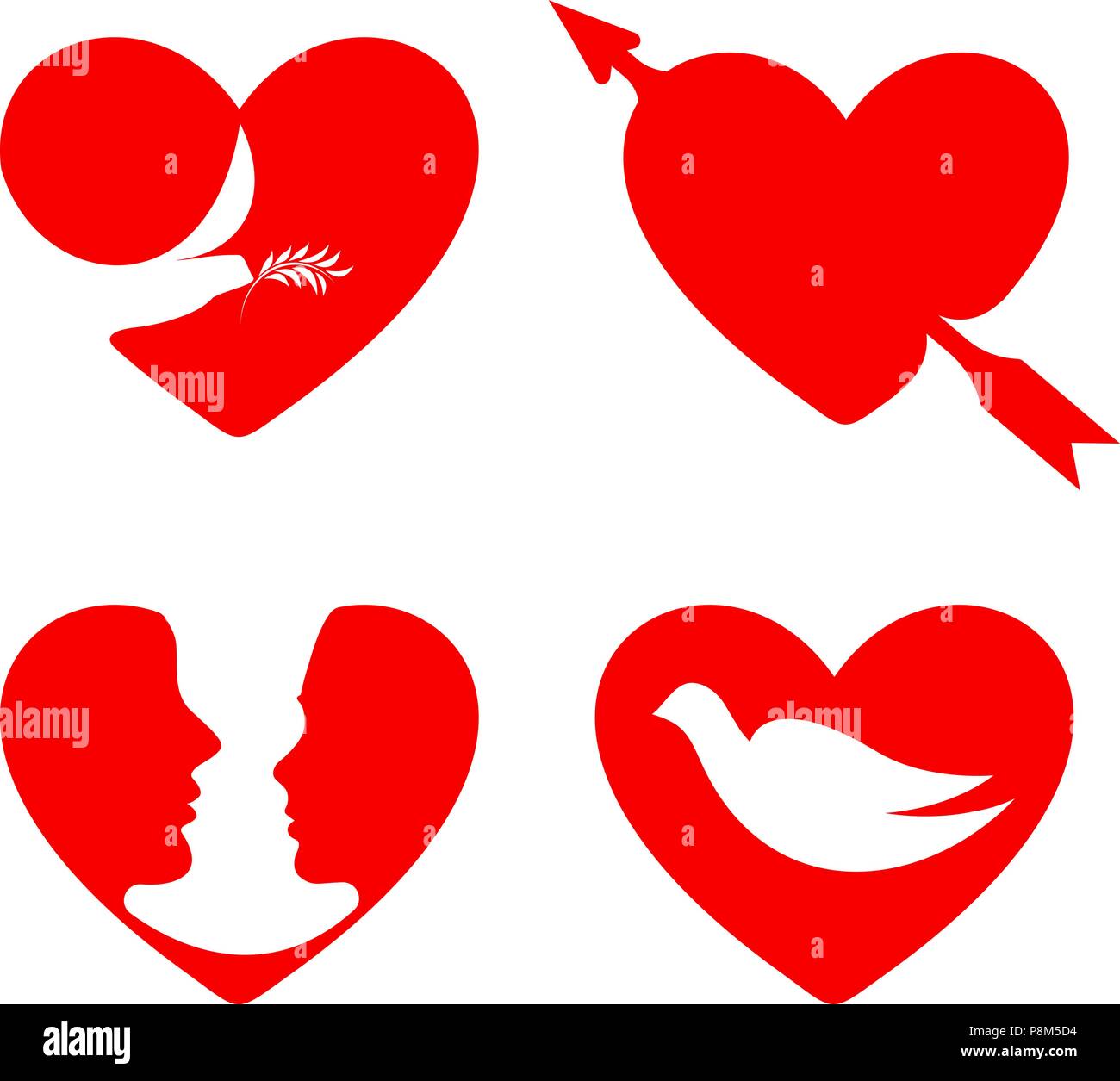 Red vector hearts set. Collection of love images. St. Valentines Stock ...