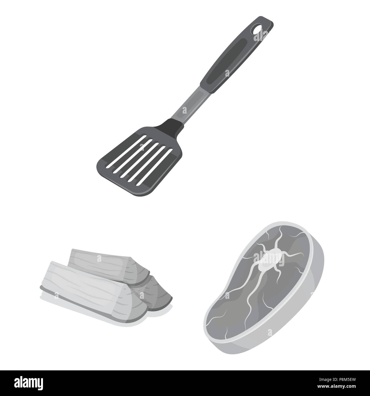 Barbecue and equipment monochrome icons in set collection for design ...