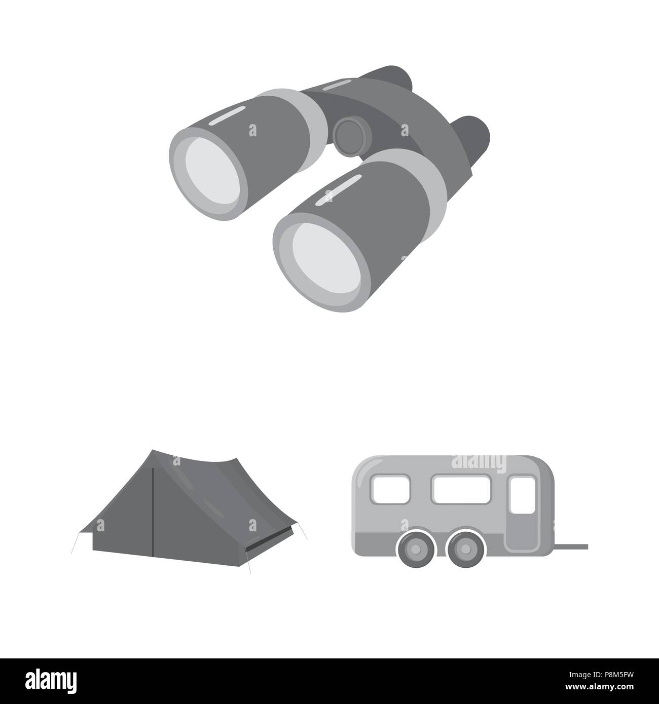 Rest in the camping monochrome icons in set collection for design ...