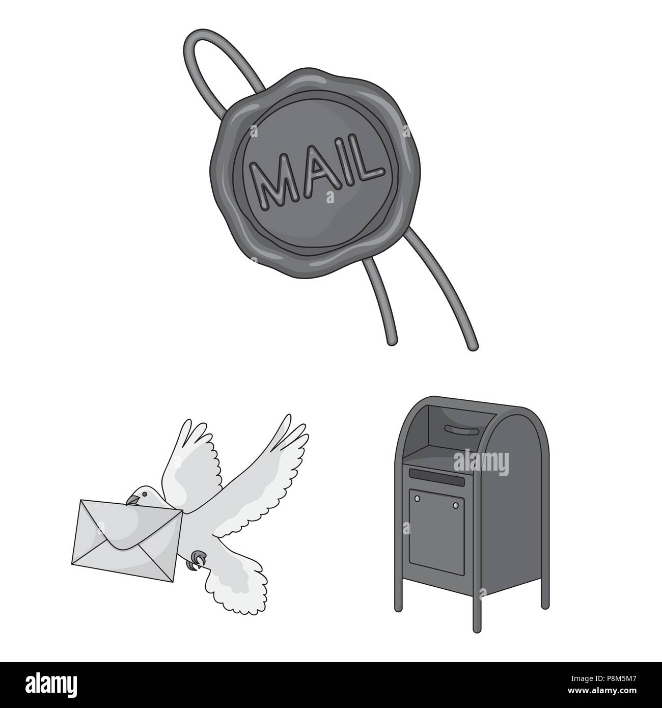 Mail and postman monochrome icons in set collection for design. Mail ...