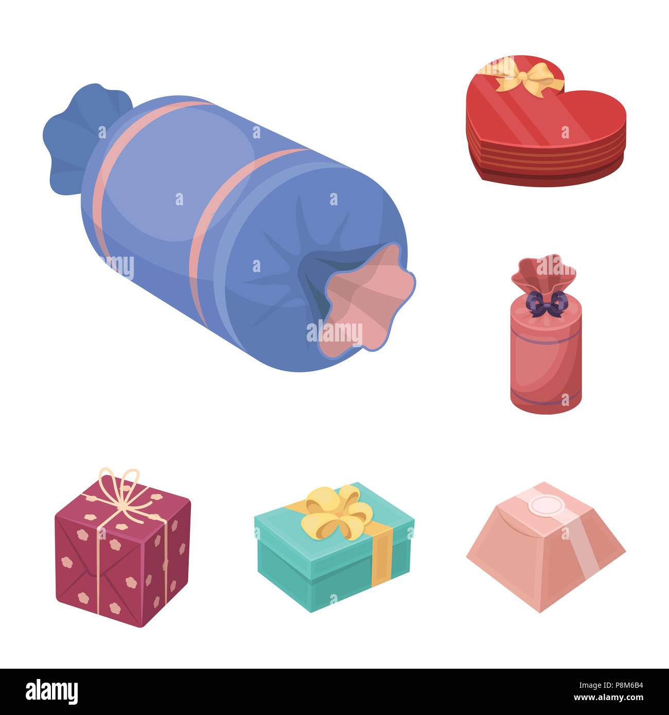 Gift and packing cartoon icons in set collection for design.Colorful ...