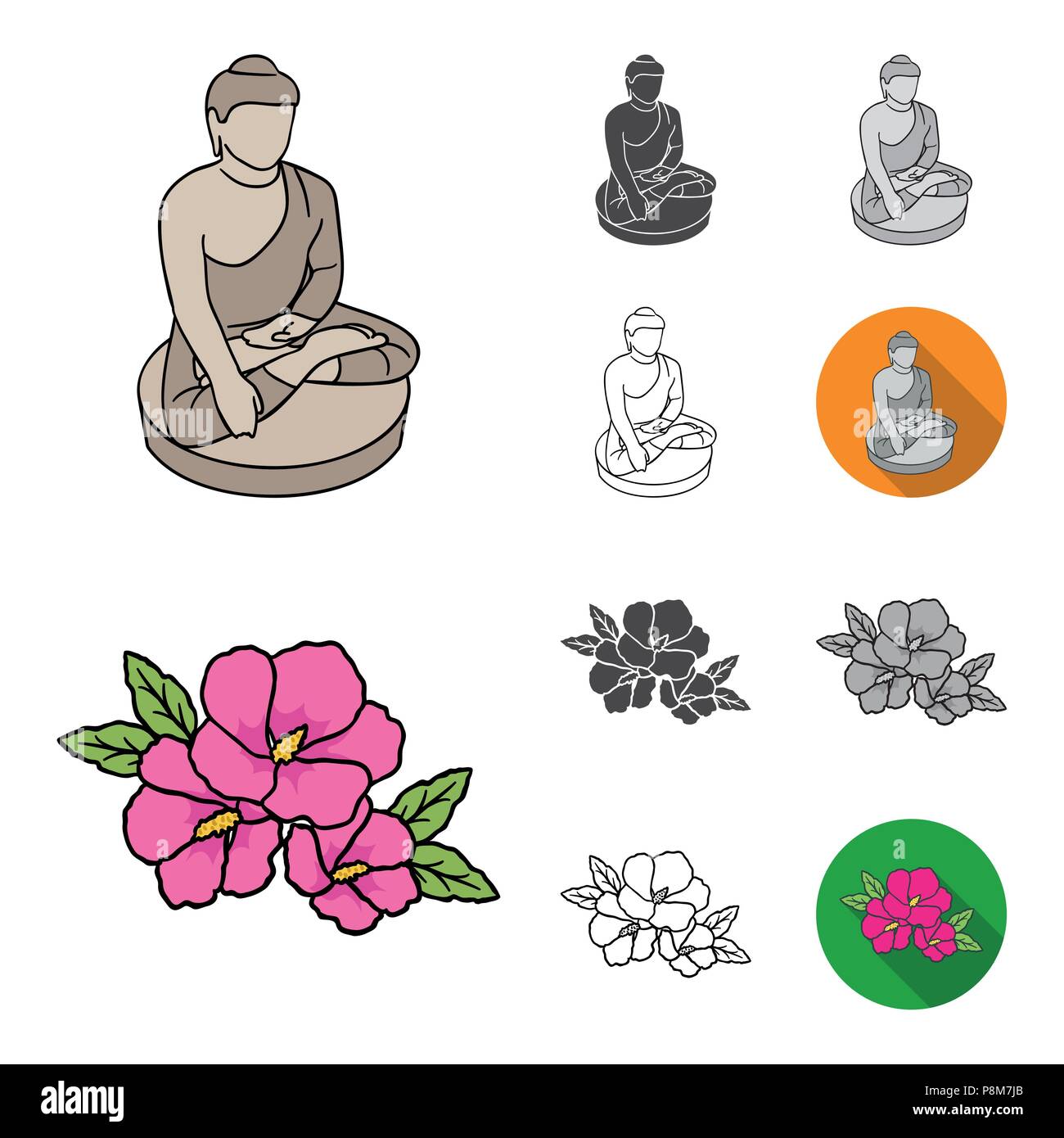 Country South Korea cartoon,black,flat,monochrome,outline icons in set ...