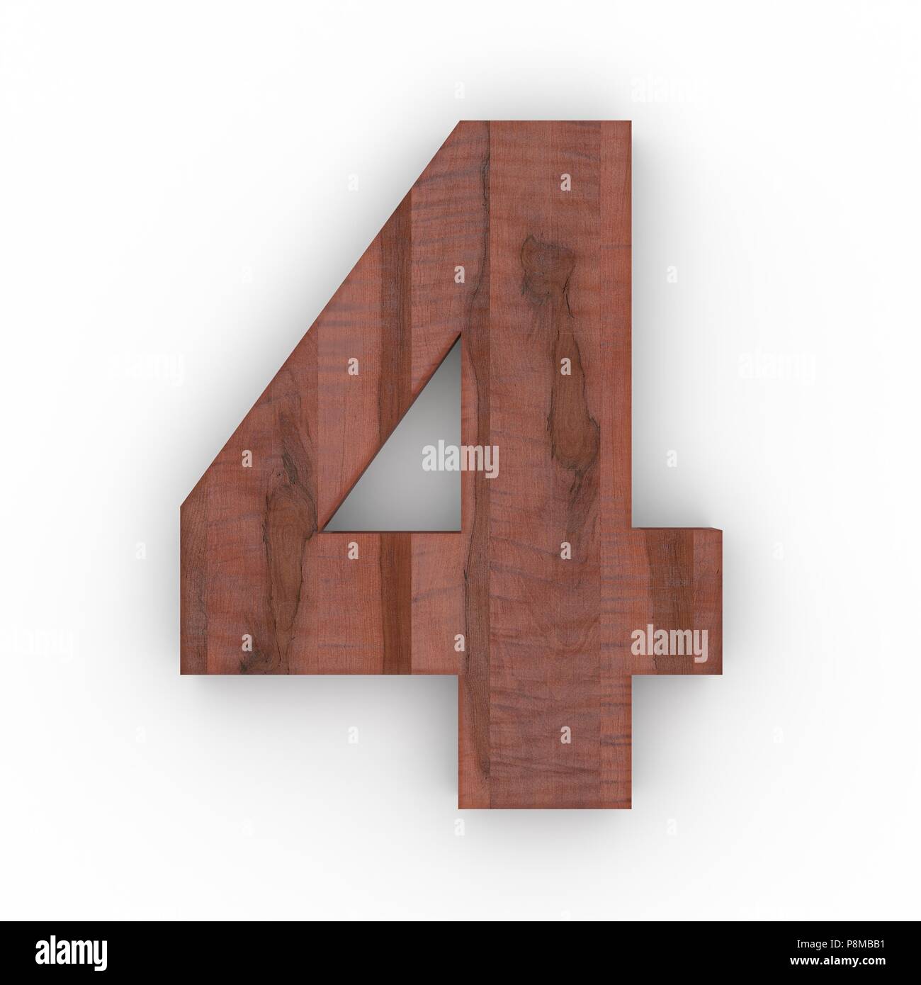 Wooden number 4 isolated on white background Stock Photo - Alamy