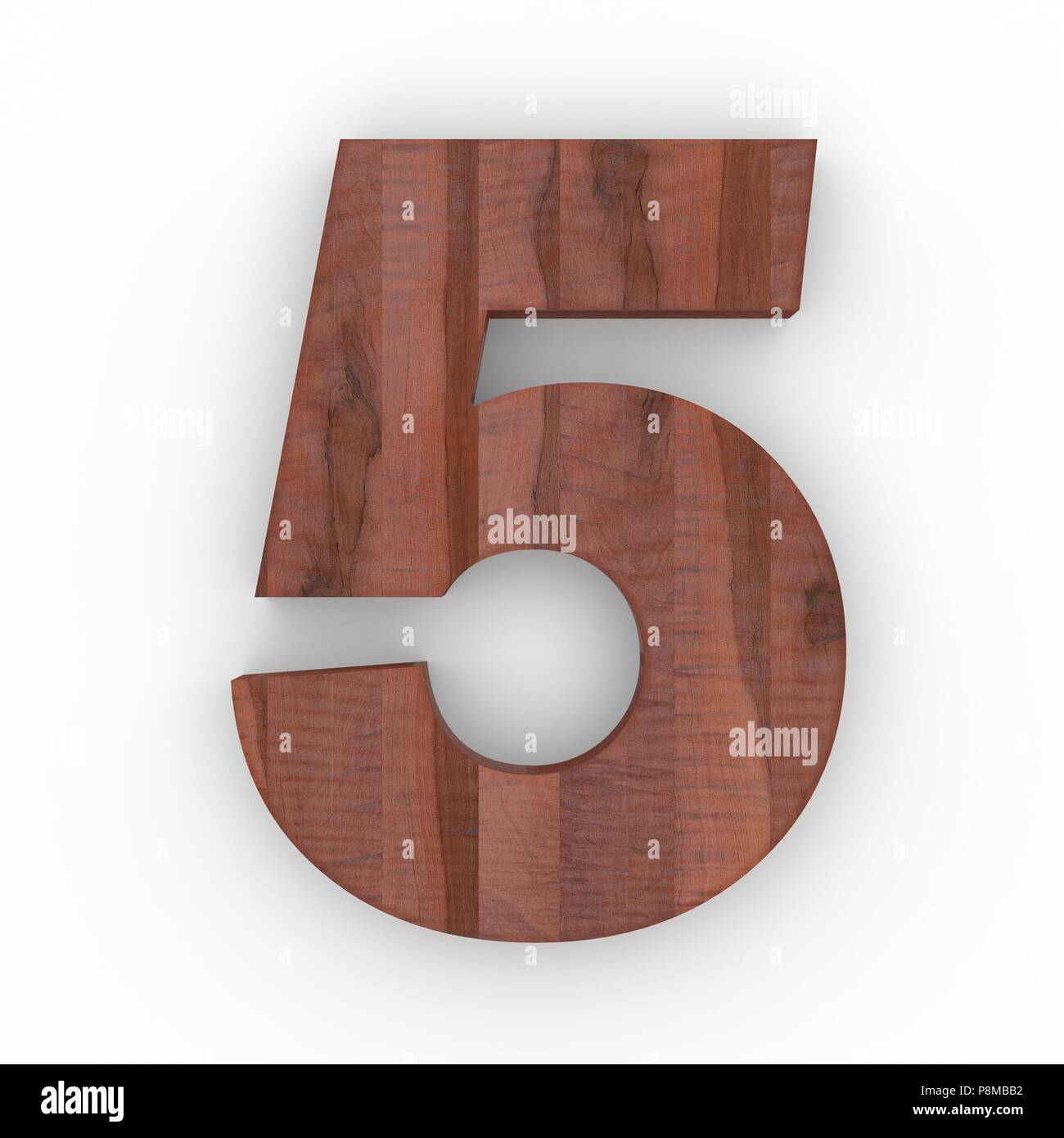 Wooden number 5 isolated on white background Stock Photo - Alamy