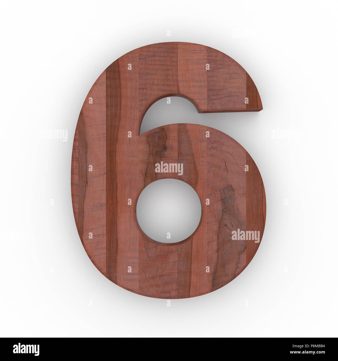 Wooden number 6 isolated on white background Stock Photo - Alamy