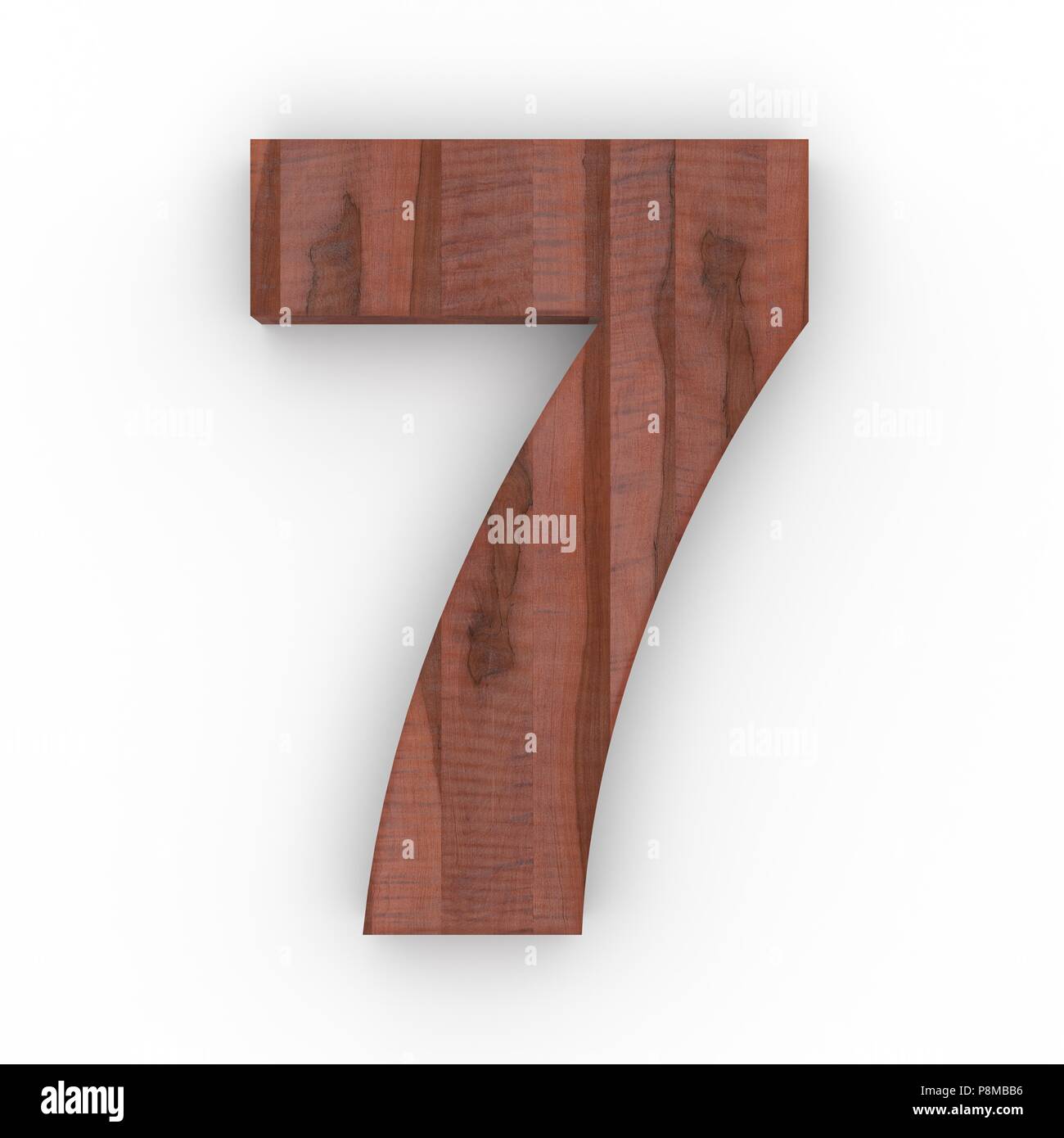 Wooden number 7 isolated on white background Stock Photo