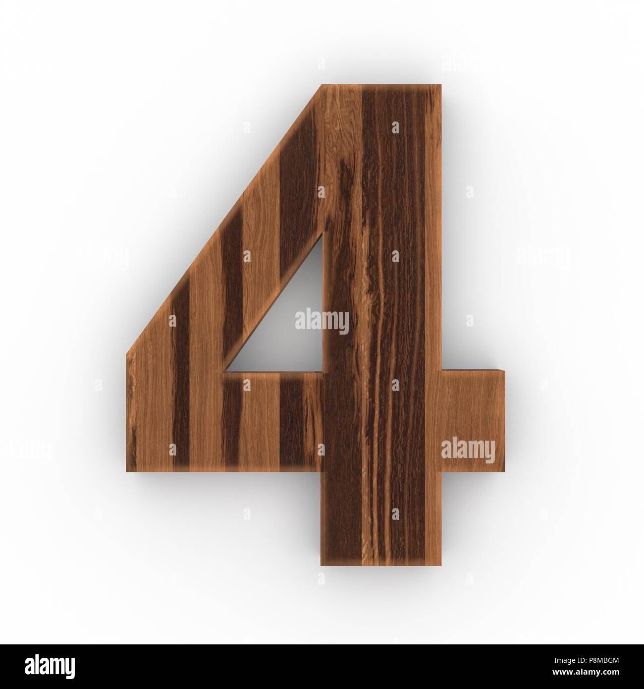 Wooden number 4 isolated on white background Stock Photo - Alamy