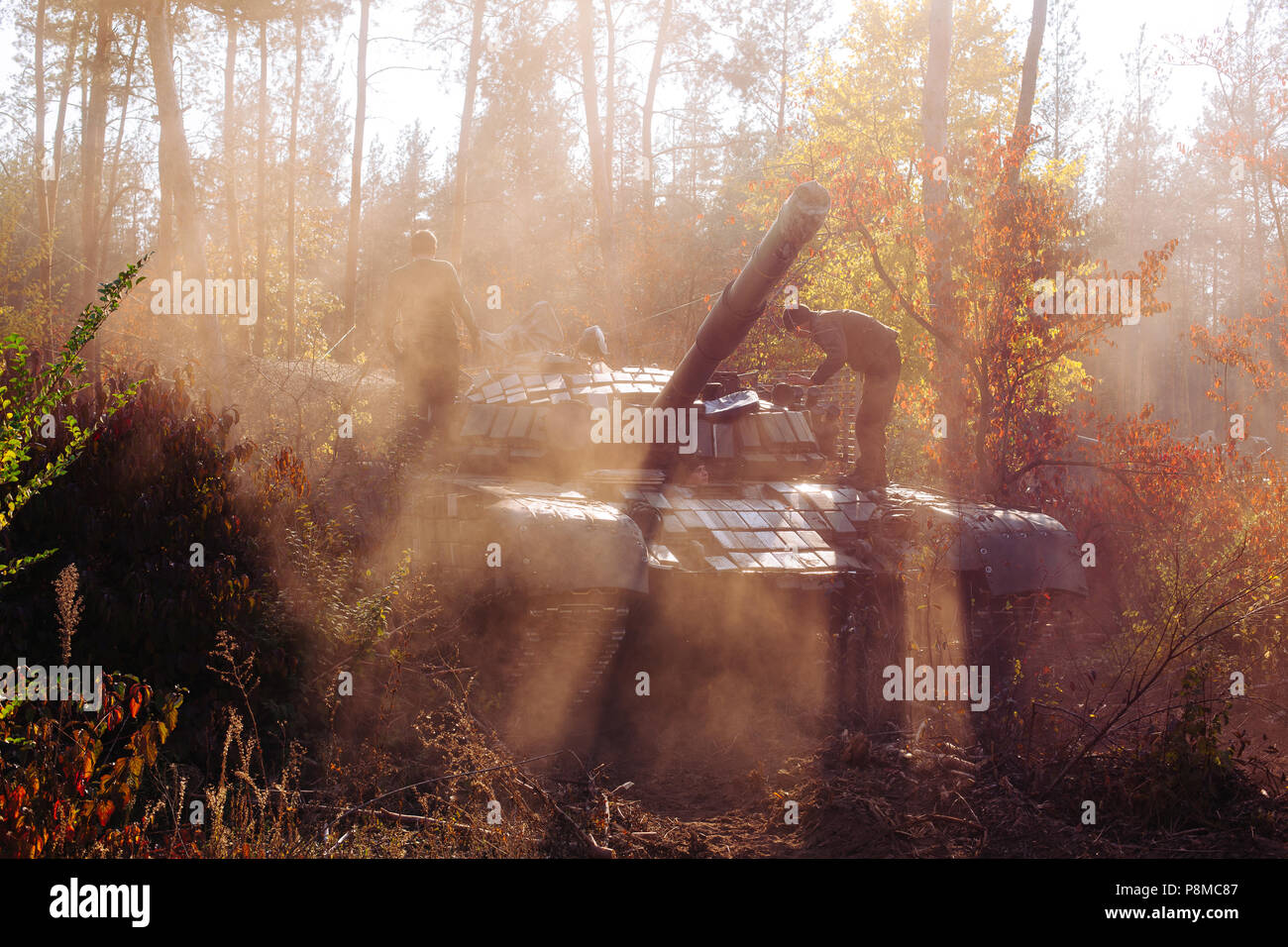 tank in a real war on donbass Stock Photo