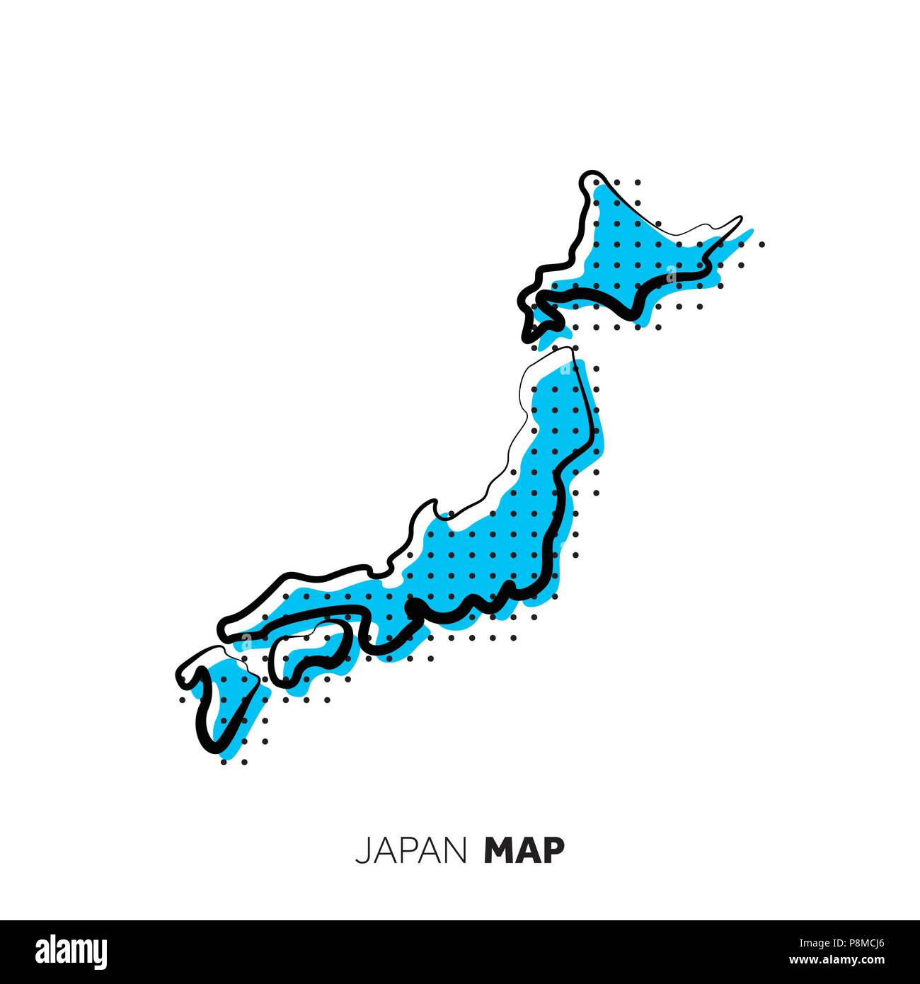 Japan vector country map. Map outline with dots Stock Vector Image ...