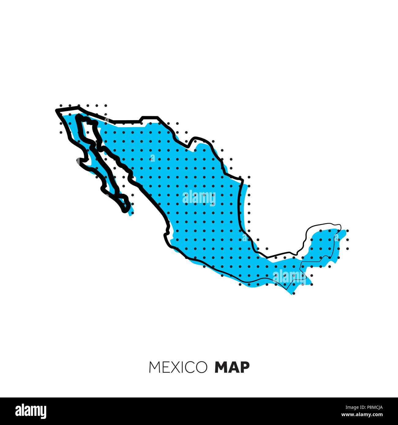 Mexico vector country map Map - Mexico Vector Country Map Map Outline With Dots P8MCJA 