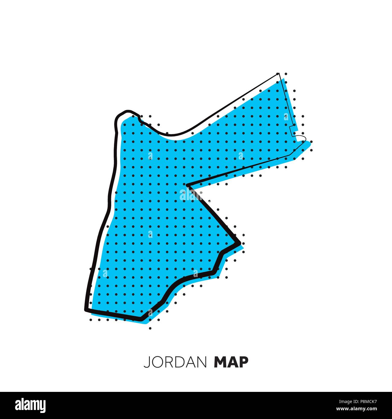 Jordan vector country map. Map outline with dots Stock Vector Image ...