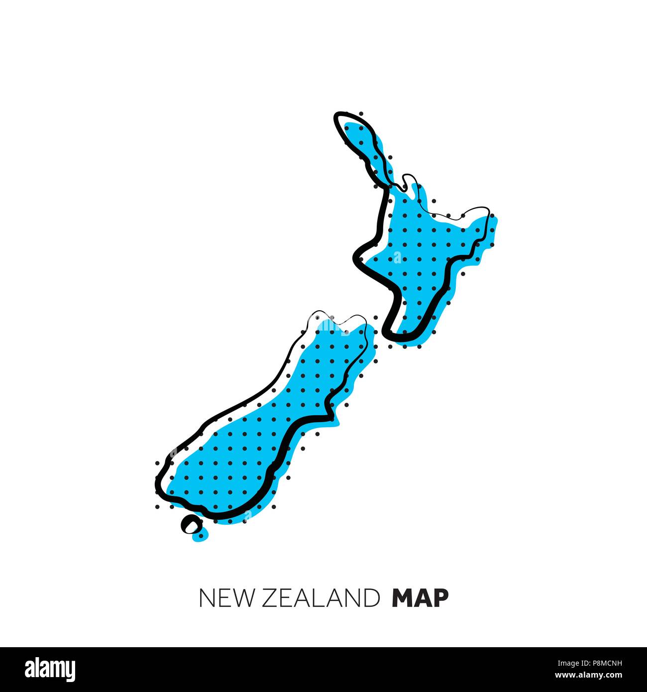 New Zealand vector country map. Map outline with dots Stock Vector