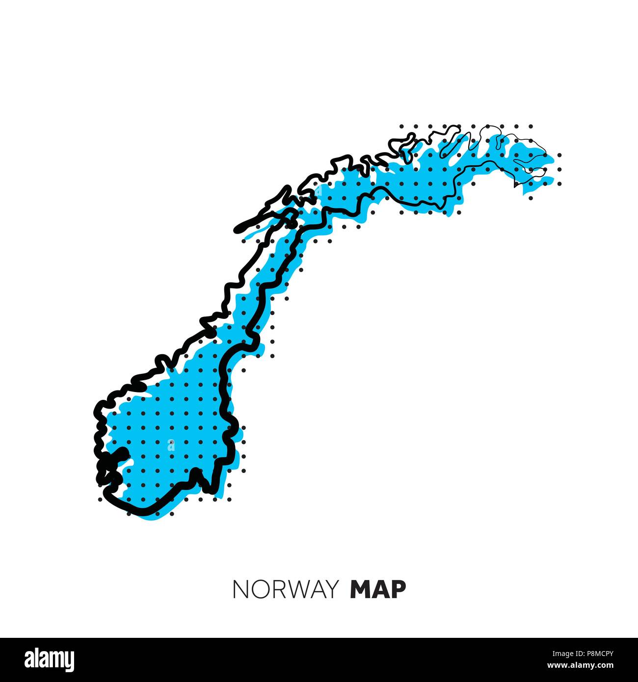 Norway vector country map. Map outline with dots Stock Vector Image ...