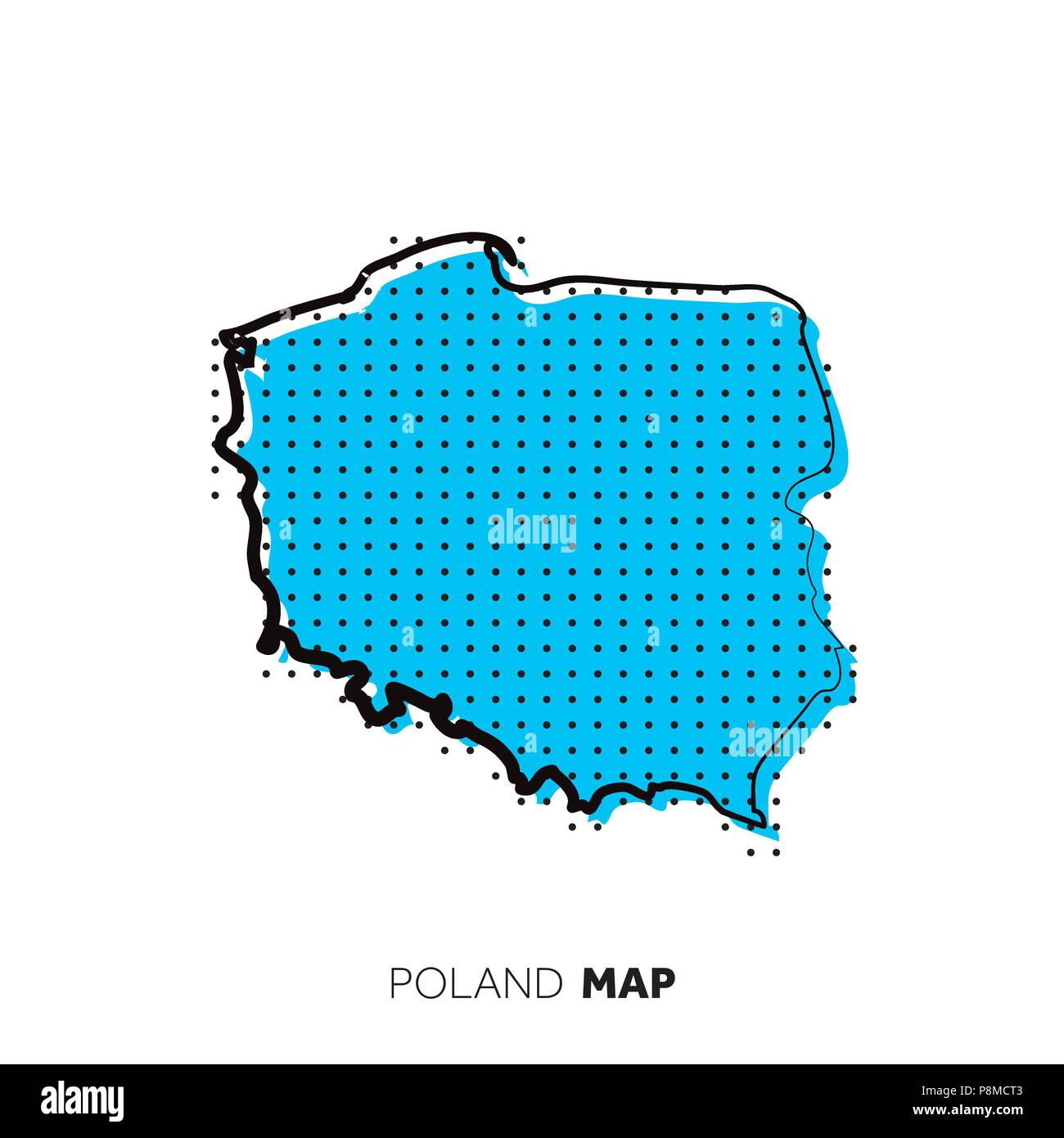 Poland vector country map. Map outline with dots Stock Vector Image