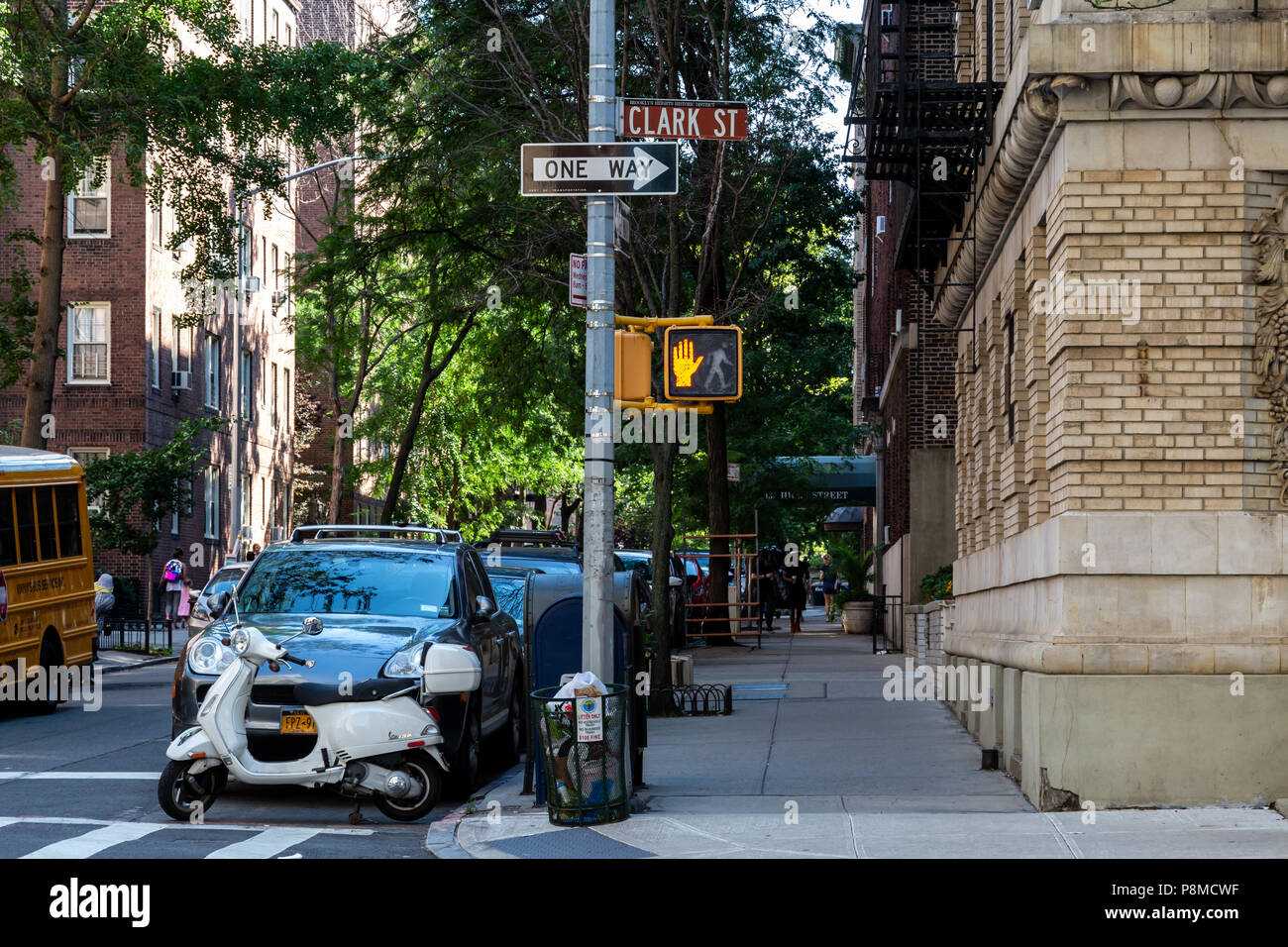 New York, City / USA JUL 10 2018 Old Buildings of Hicks Street and