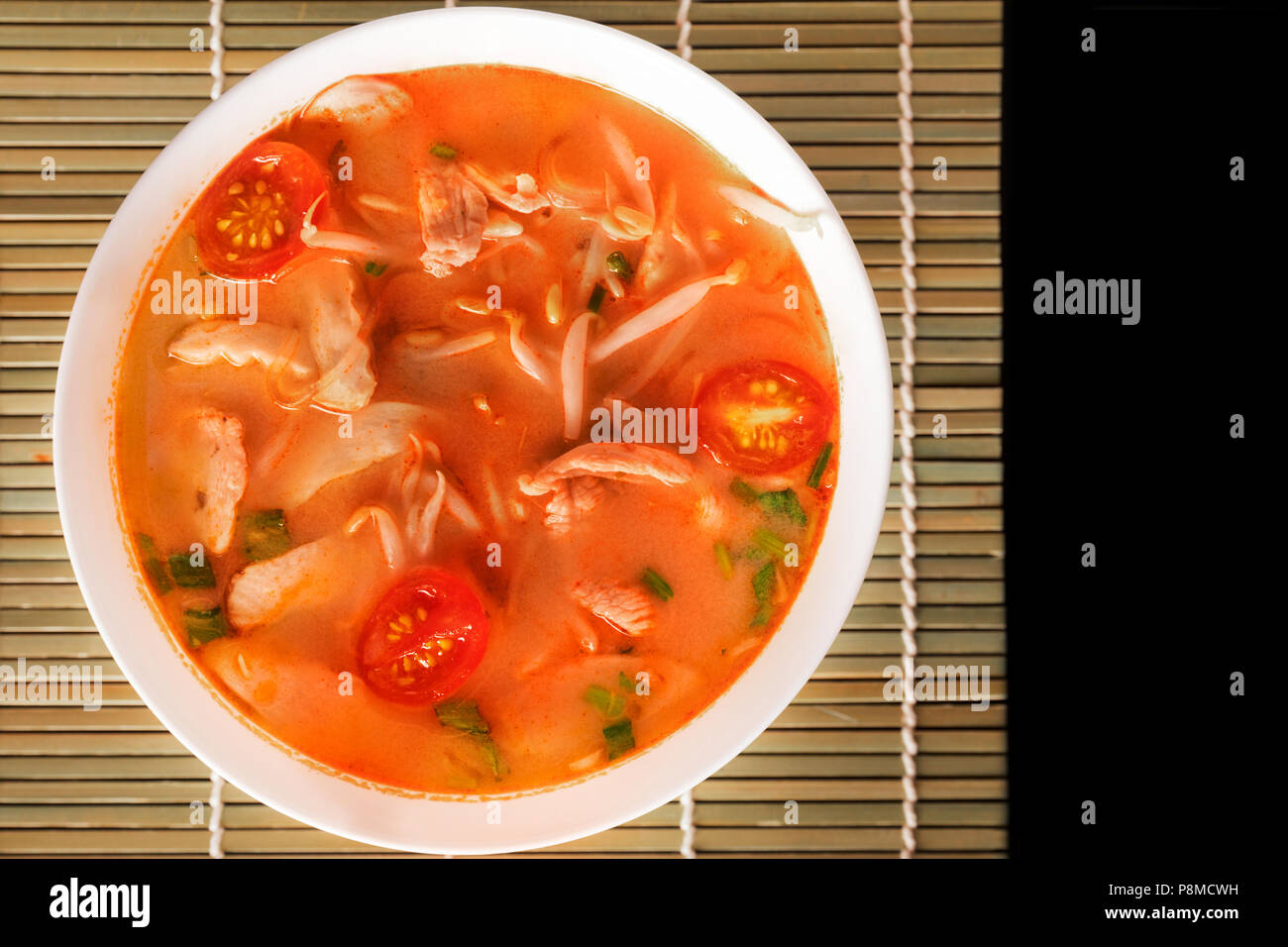 Tom Yum Gai or spicy tom yum soup with chicken Authentic Thai style