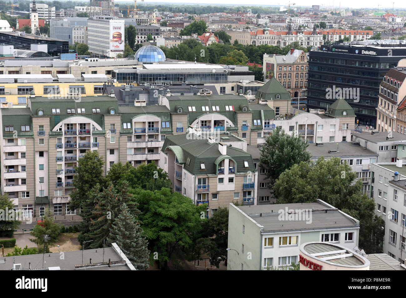 Aerial view of roof tops in Wroclaw, Silesia, Poland, Europe Stock Photo