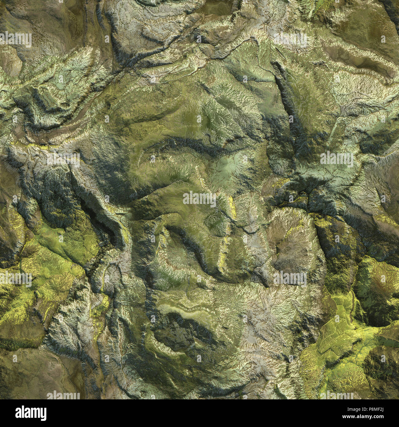 Aerial view from air plane of mountains seamless texture background. 3d illustration. Stock Photo