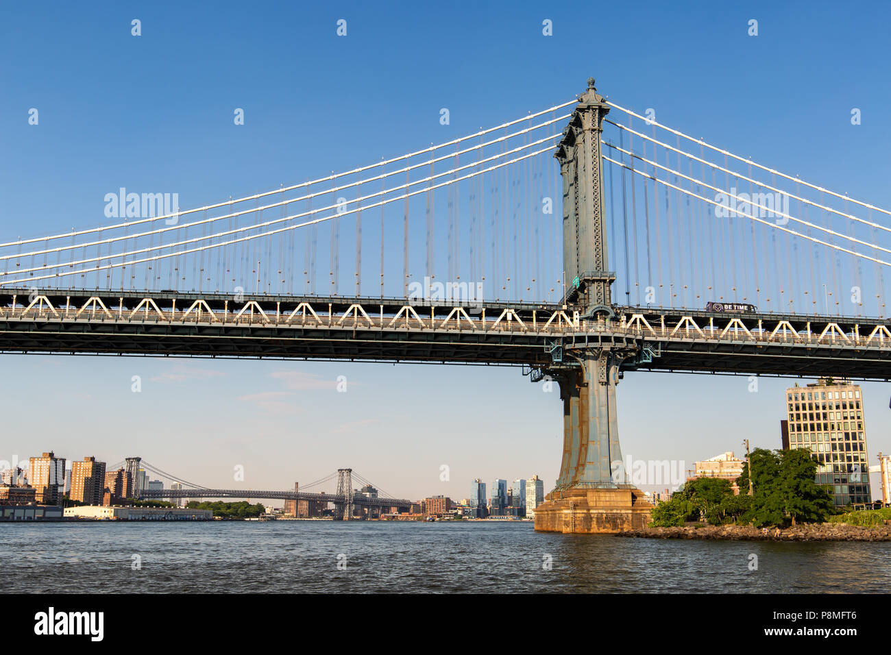 New York, City / USA - JUL 10 2018: Luxury Buildings and stores in Dumbo Brooklyn Bridge Park Stock Photo