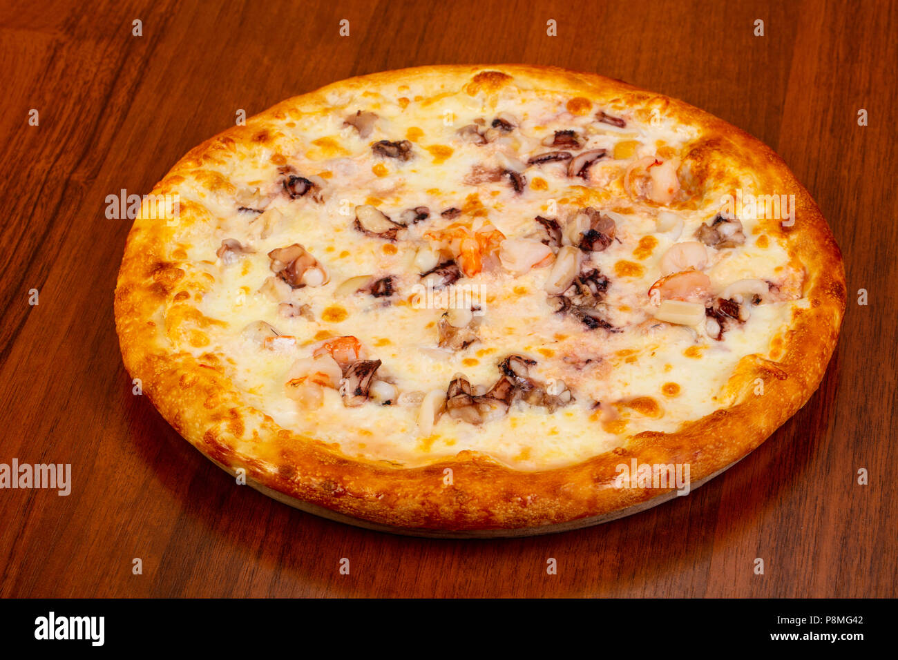 Pizza with seafood cocktail and cheese Stock Photo - Alamy