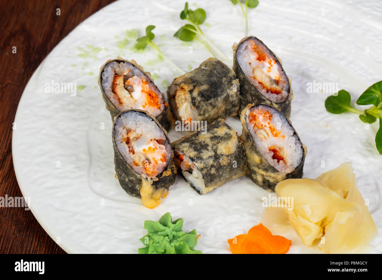 Japanese eel hot tempura roll Stock Photo Alamy