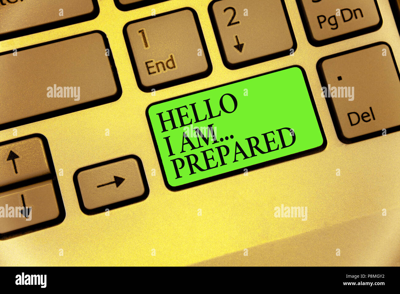 Writing note showing Hello I Am... Prepared. Business photo showcasing ...