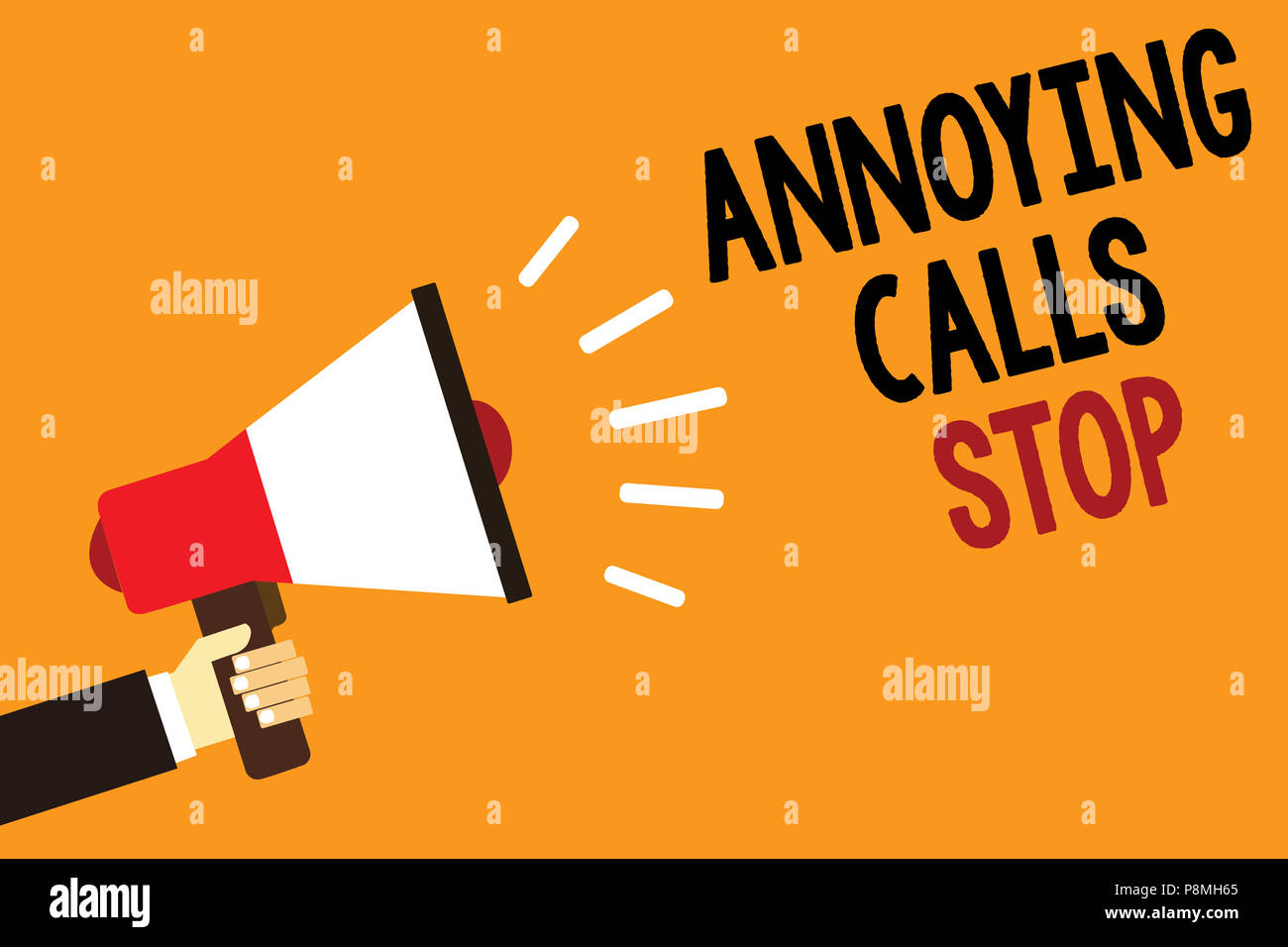 Handwriting text Annoying Calls Stop. Concept meaning Prevent spam