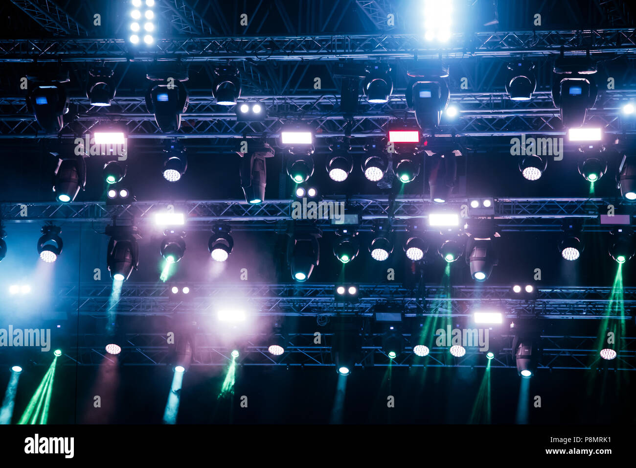 Portrait of concert lights on music stage Stock Photo Alamy