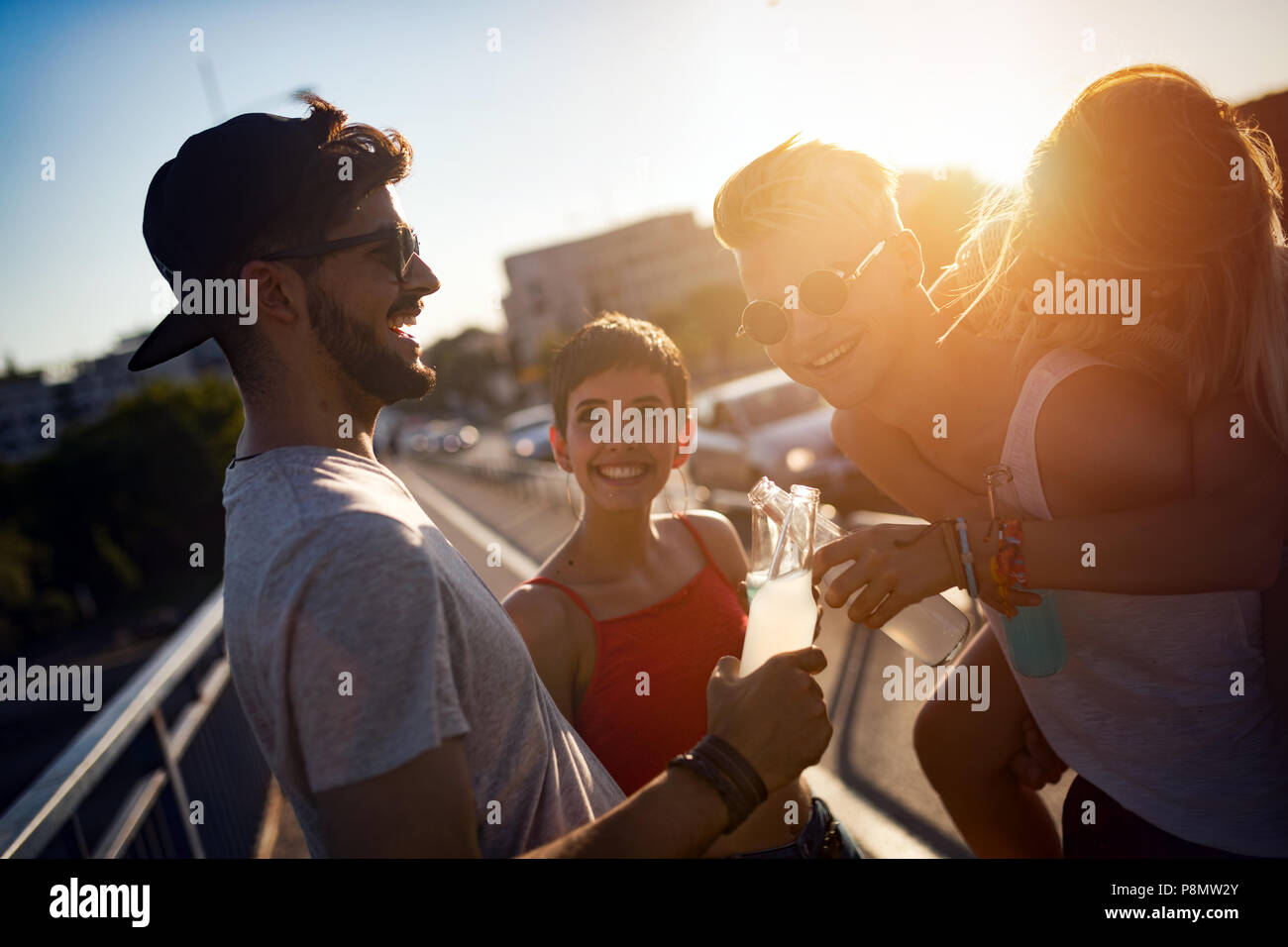 Happy young teens group hi-res stock photography and images - Alamy