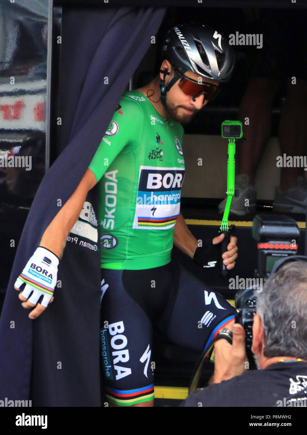 Green jersey holder Bora-Hansgrohe's Peter Sagan at the start of stage 6 of  the Tour de France from Brest to Mur-de-Bretagne Guerledan Stock Photo -  Alamy