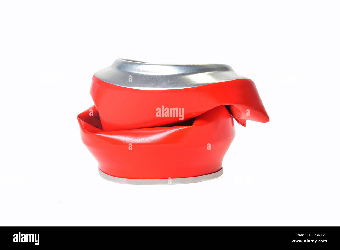 red aluminum can flattened Stock Photo