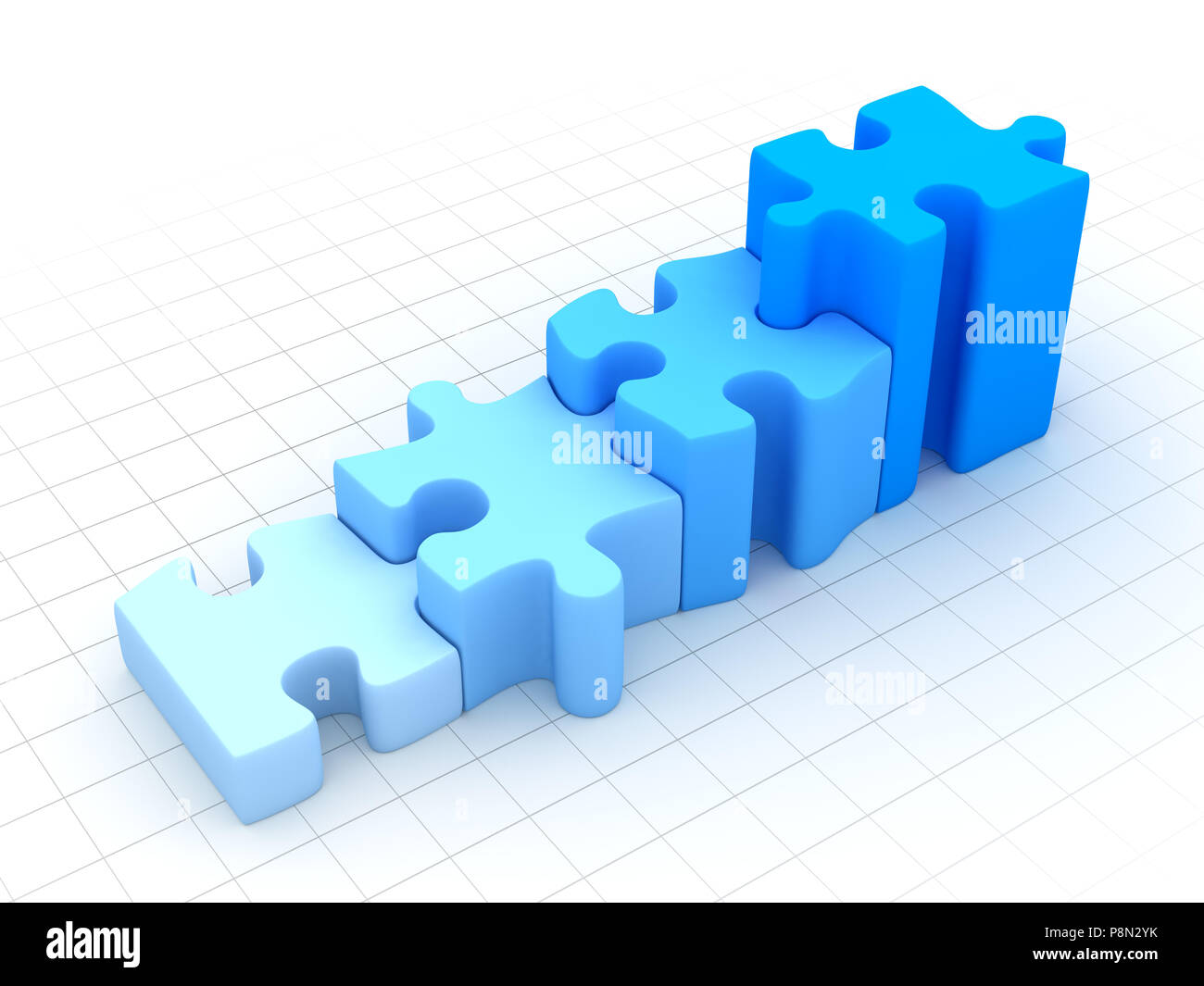 Ladder of Blue Puzzle Pieces , This is a 3d rendered computer generated ...
