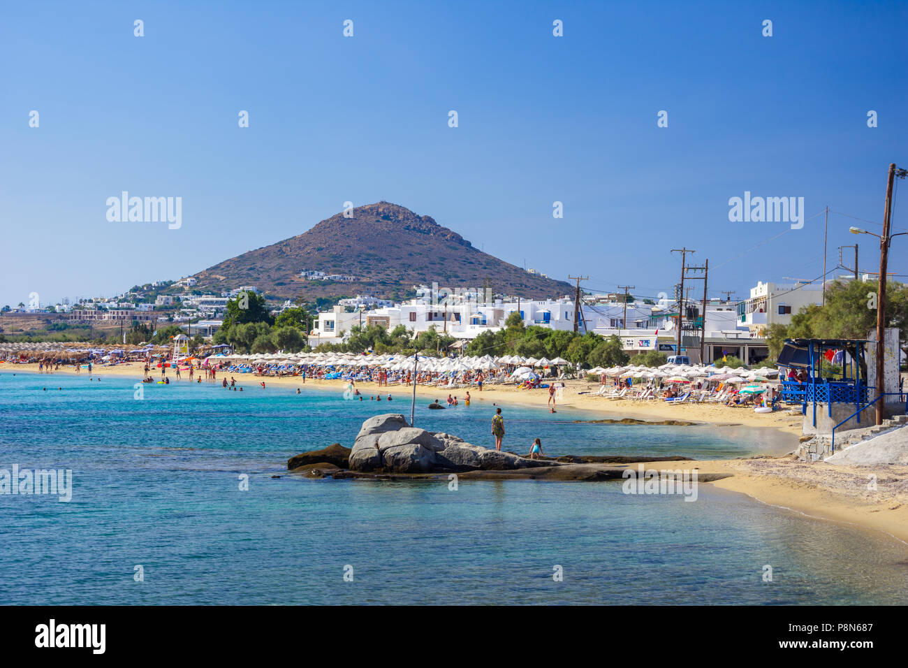 Plaka beach in Naxos island, Cyclades, Greece Stock Photo