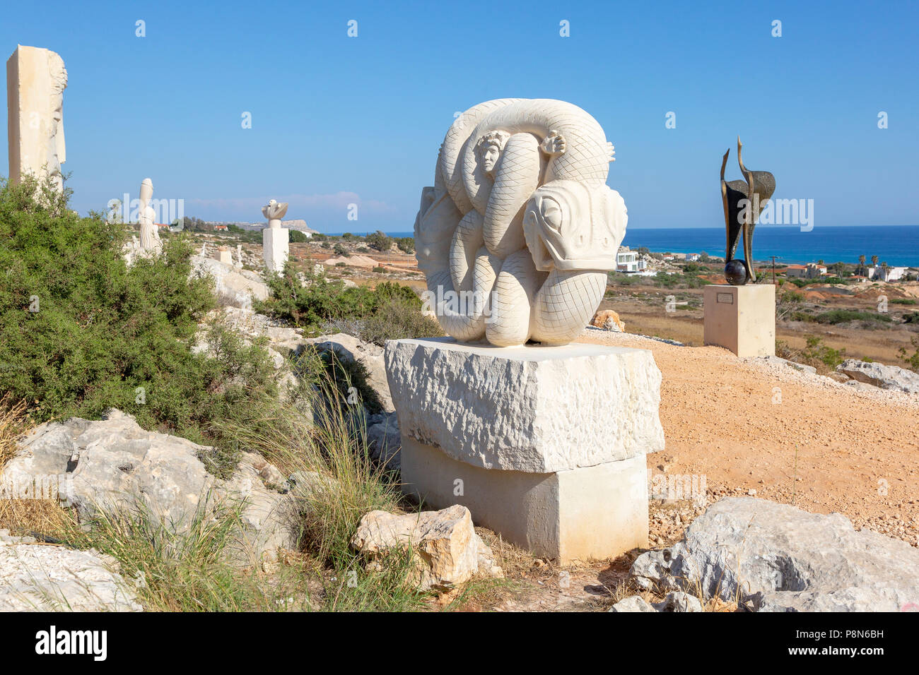Sculpture called Uroboros by the Uraguaian sculptor Gissella Garcia in 2017 and situated in the Ayia Napa International Sculpture Park, Open Sculpture Stock Photo
