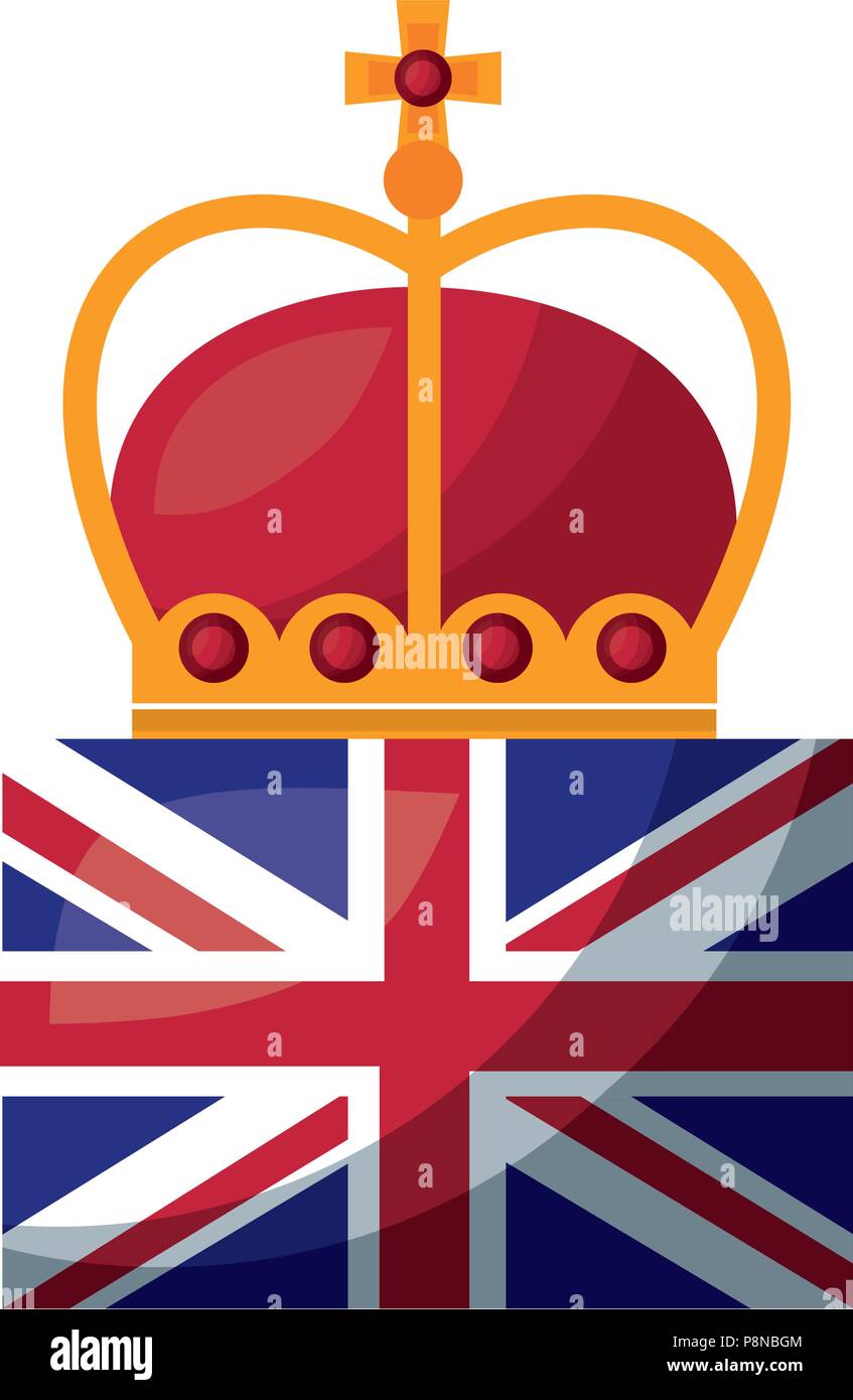 united kingdom flag royalty crown vector illustration Stock Vector ...