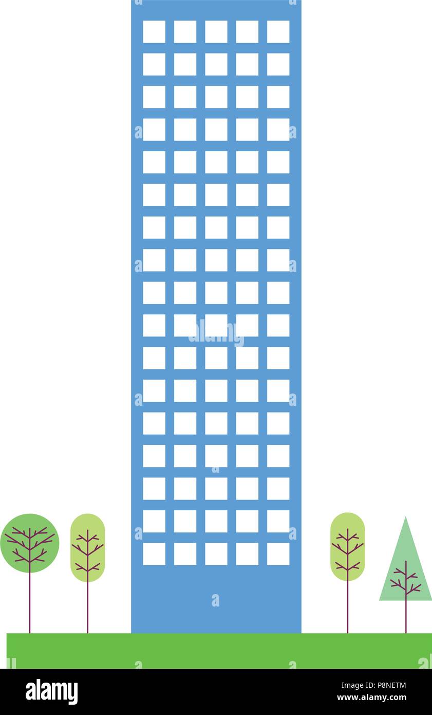 building structure with trees plants isolated icon vector illustration ...