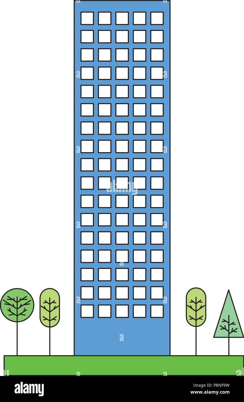 building structure with trees plants isolated icon vector illustration ...