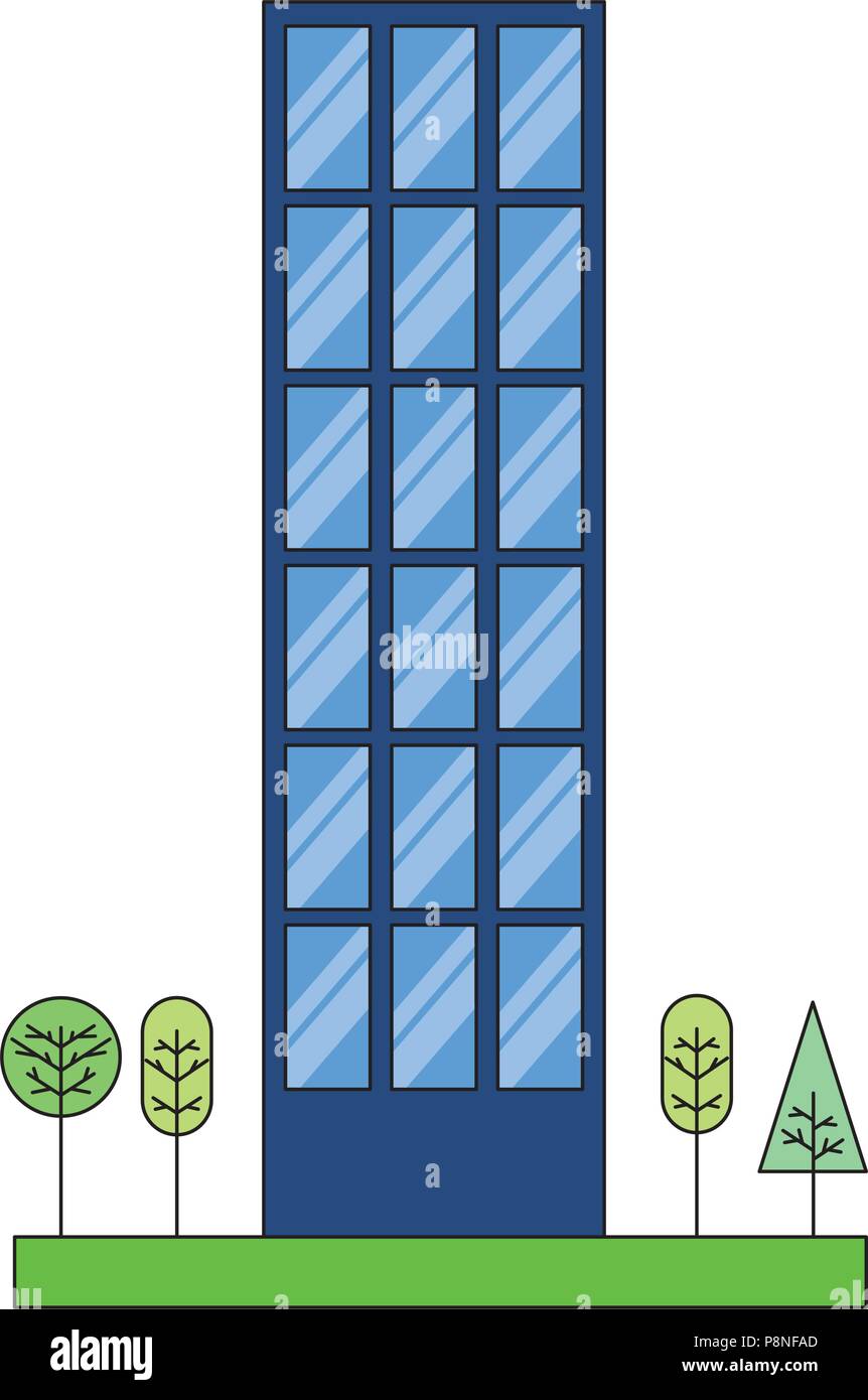 building structure with trees plants isolated icon vector illustration ...