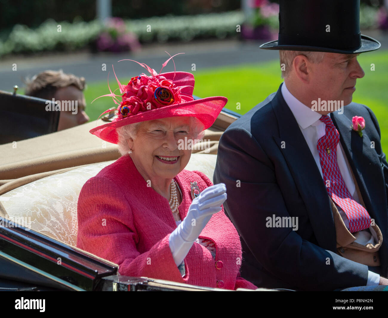 Her Majesty The Queen arriving for Ladies Day at Royal Ascot. Stock Photo