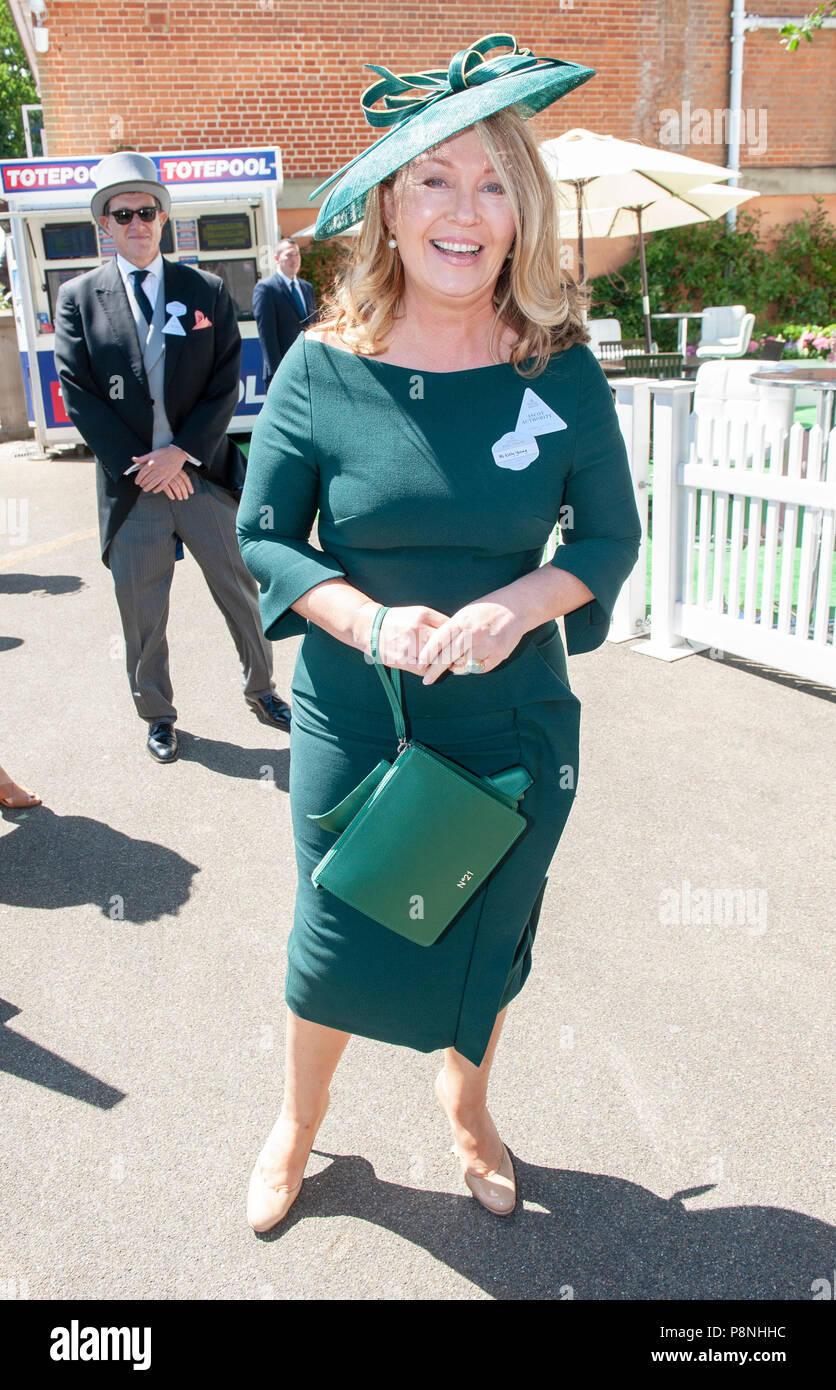 Radio and television presenter Kirsty Young attending Ladies Day at Royal Ascot 2018. Stock Photo