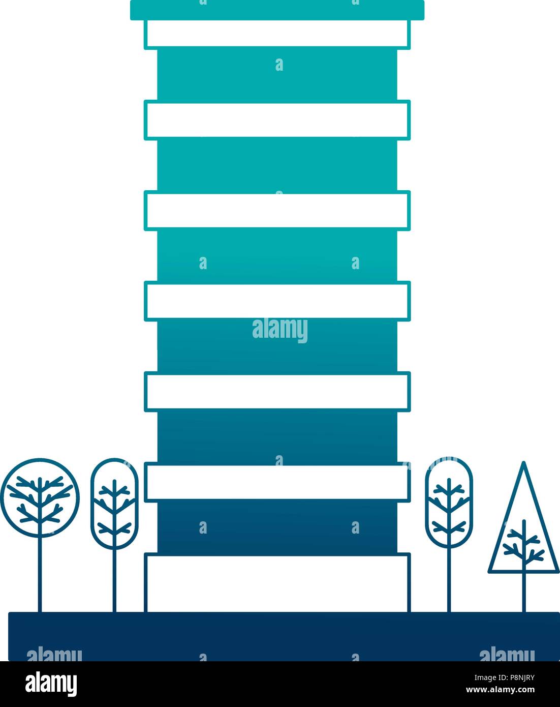 building structure with trees plants isolated icon vector illustration ...