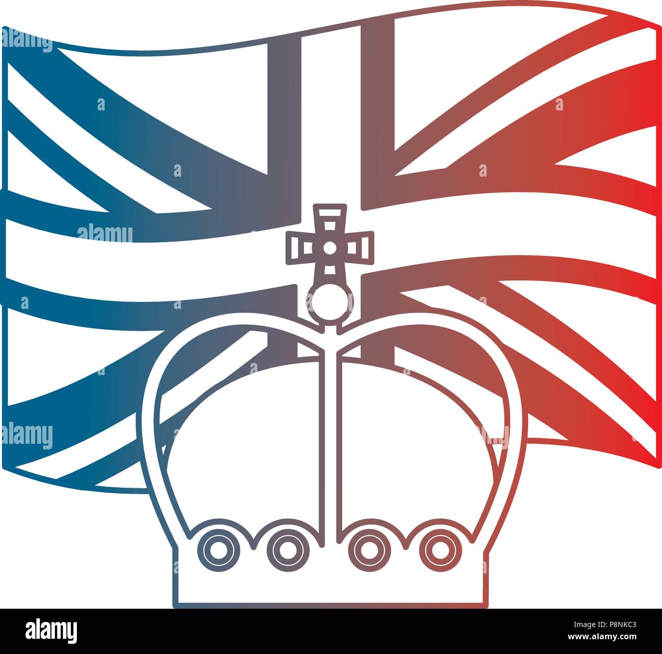 united kingdom flag and crown monarchy symbol vector illustration ...